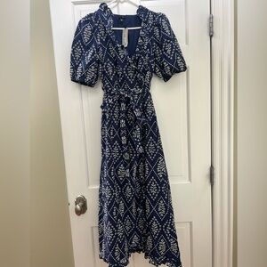 River Island Blue Puff Sleeve Midi Sundress